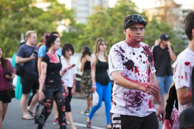Brisbane, queensland, Avustralya - 5 Ekim 2014: yıllık beyin Vakfı zombi yürüme 5 Ekim 2014'west end, brisbane, Avustralya.