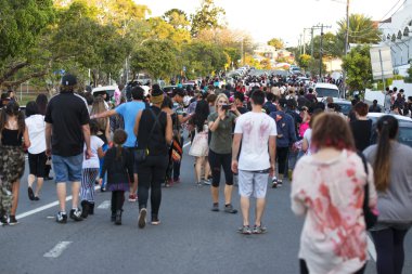 Brisbane, queensland, Avustralya - 5 Ekim 2014: yıllık beyin Vakfı zombi yürüme 5 Ekim 2014'west end, brisbane, Avustralya.