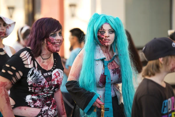 Brisbane, Queensland, Australia - October 5th 2014: Annual brain foundation zombie walk October 5th, 2014 in West end, Brisbane, Australia. — Stock Photo, Image