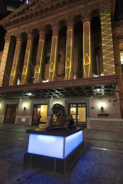 BRISBANE, AUSTRALIA - OCTOBER 25, 2014: Colour The City, visual light display in Brisbane City for the G20 meeting. The 2014 G-20 will be held in Brisbane, Australia. — Stock Photo, Image