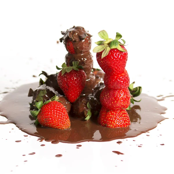 Fresh Strawberries and chocolate — Stock Photo, Image