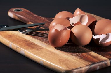 Yumurta tüm ve ezilmiş kabukları demet