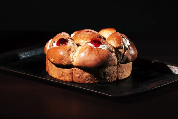 Raspberry jam and cream pastry — Stock Photo, Image