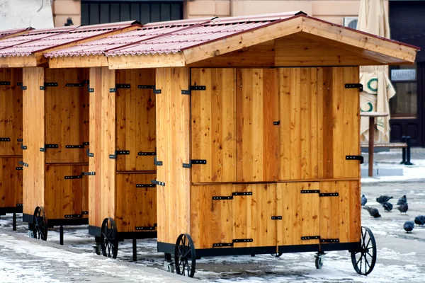 Shopping wooden stalls — Stock Photo, Image