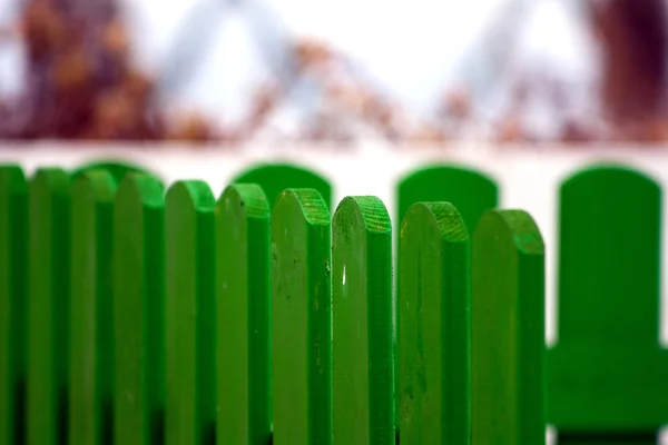 Green wooden fance — Stock Photo, Image