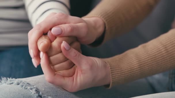 Abgeschnittene Ansicht Von Lesbischem Paar Beim Händchenhalten — Stockvideo
