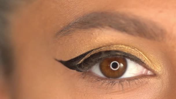 Częściowy Widok Afrykańskiej Kobiety Makijażem Oczu — Wideo stockowe