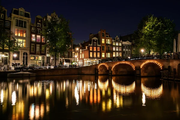 Amsterdam gece görünümü — Stok fotoğraf