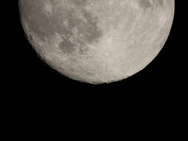 Fragment of Full moon. Waxing Crescent. Close-up — Stock Photo, Image