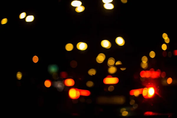 Vintage Tone Blur Obraz Samochodów Bokeh Lights Traffic Jam Nocy — Zdjęcie stockowe