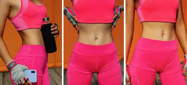 Mid Section Von Slim Fit Woman Posieren Sportbekleidung — Stockfoto