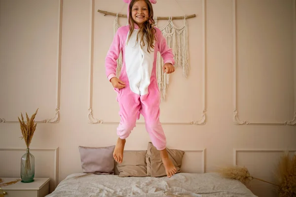Nettes Kind Bequemen Weichen Schlafanzug Guten Morgen Mädchen Schlafanzug — Stockfoto
