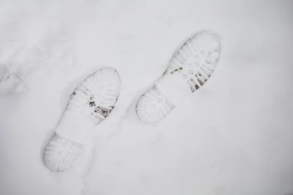 Empreintes Pas Dans Neige Empreintes Humaines Dans Neige — Photo