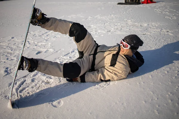 Young Snowboarder Fallen Ground — Stock Photo, Image