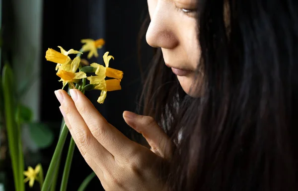 Closeup Shot Of Beautiful Narcissus Flower At Home.