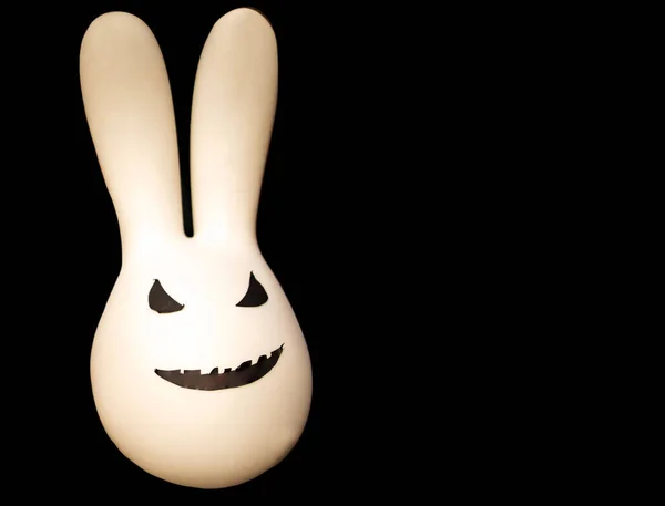 White Rabbit Halloween Symbol Black Background Copy Space — Stock Photo, Image