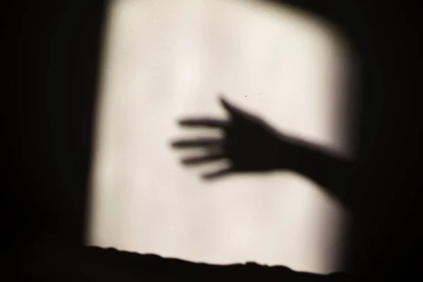 Sombra Mão Assustadora Parede Contexto Abstrato Para Halloween — Fotografia de Stock