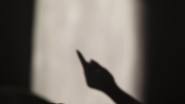 Shadow Hand Show Beckoning Jel Gyere Ide Közelkép — Stock videók