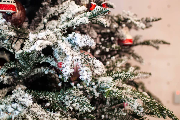 Close Fundo Natal Árvore Natal Decorações Natal — Fotografia de Stock