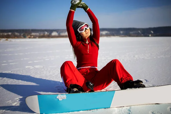 Mode Winter Foto Von Schönen Asiatischen Frau Sportkleidung Posiert Mit — Stockfoto