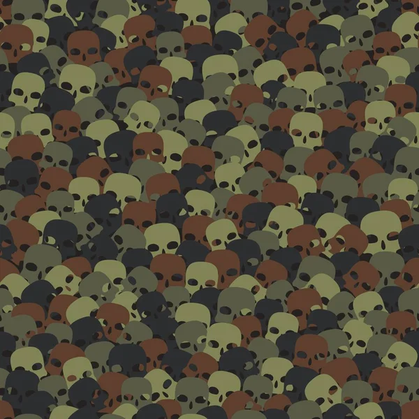 Kamouflage grön och brun skalle silhuetter sömlösa mönster bakgrund — Stock vektor