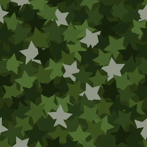 Textura de vector de camuflaje de bosque digital sin costuras. Estrellas Camoflage estampado textil — Vector de stock