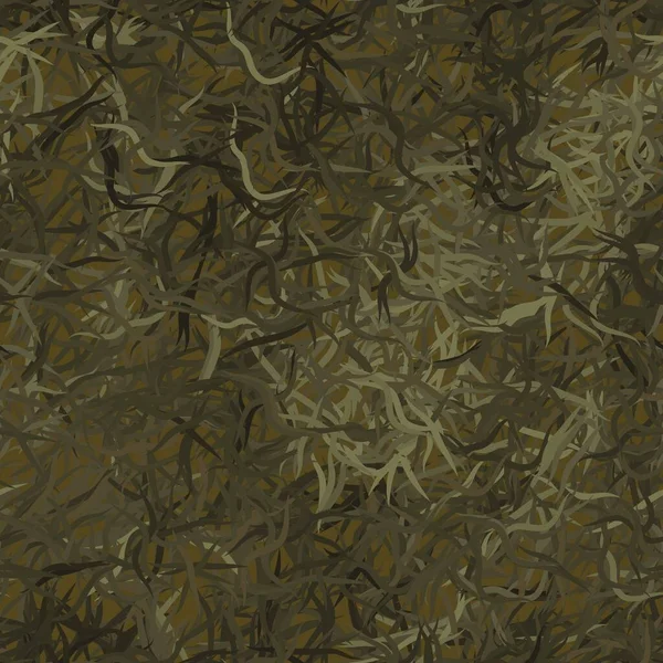 Kamouflagekärlväxter, sömlöst mönster. Grunge ghillie grön bakgrund — Stock vektor