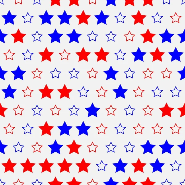 Colored red and blue stars on white seamless pattern background — Stock Vector