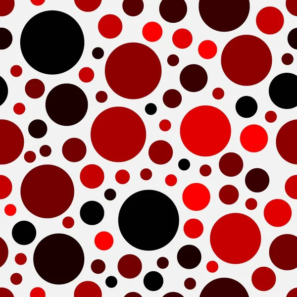 Červené geometrické kruhy polka tečka na bílém pozadí bezešvé vzor — Stockový vektor