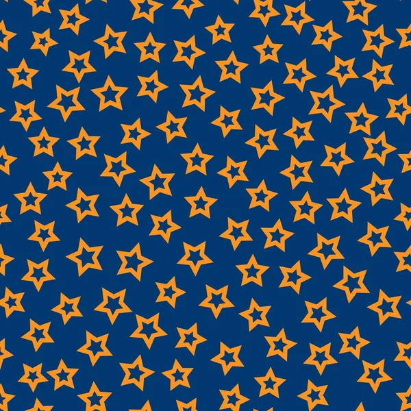 Patrón vectorial sin costuras con estrellas delineadas de color naranja. Para envases navideños — Vector de stock