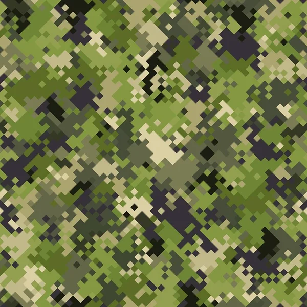 Militärkamouflage sömlöst mönster. Woodland digital pixel stil. — Stock vektor