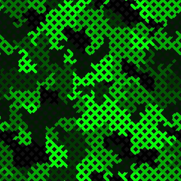 Camouflage vert Modèle sans couture. Filet de camouflage sans couture couleur éclatante — Image vectorielle