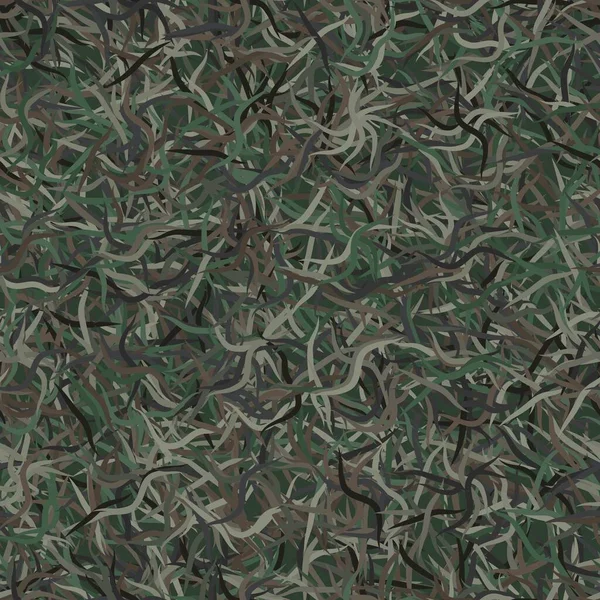 Grön abstrakt sömlös bakgrund av slumpmässigt sammanvävda band och vågiga linjer — Stock vektor