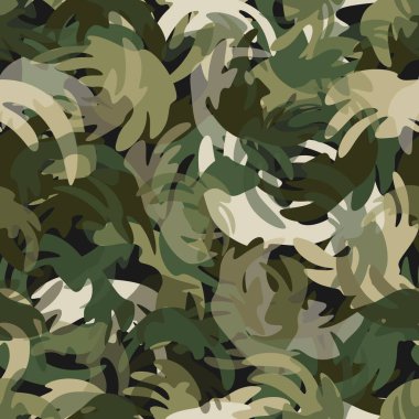Orman tarzı kamuflaj kusursuz desen. Yaprakların ve dalların şekilleri