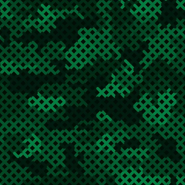 Green Camouflage Seamless Pattern. Glowing Color Seamless Camouflage Net - Stok Vektor