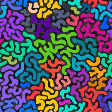 Karışık renkli lekeler, kusursuz mozaik desenler. El çizimi dantel arkaplan