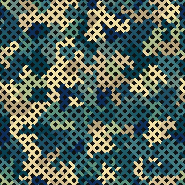 Marinens kamouflagemönster. Glödande färg sömlös kamouflagenät — Stock vektor