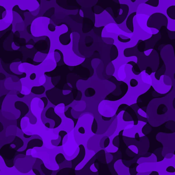 Illustrazione vettoriale della texture di stampa viola brillante Camo. Modello astratto senza soluzione di continuità — Vettoriale Stock