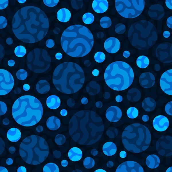 Azul azulado ornado geométrico redondos fondo sin costuras patrón — Archivo Imágenes Vectoriales