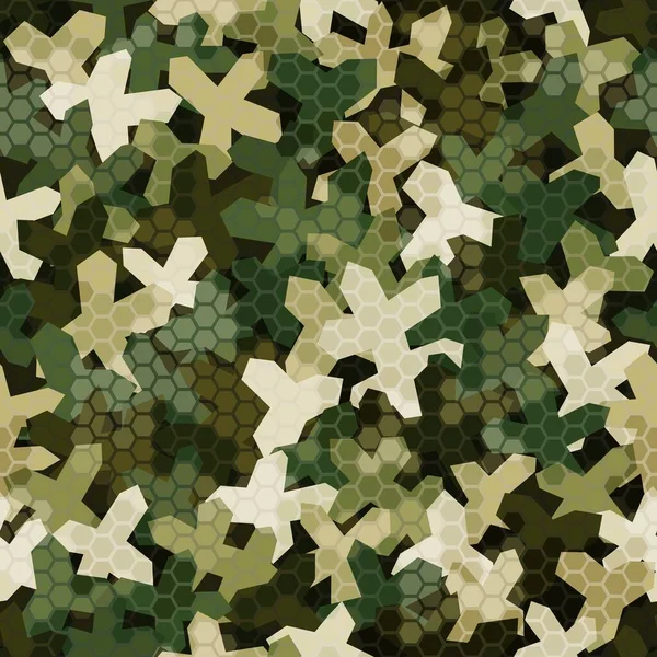 Textura militar camuflaje patrón sin costuras. Ilustración abstracta vector ejército — Vector de stock