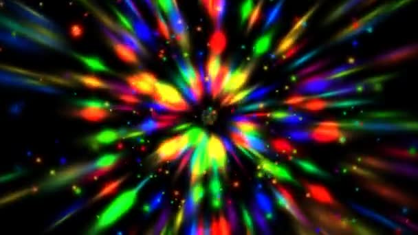 Аннотация магического портала варп или гиперпространственного движения радужных цветовых взрывов — стоковое видео