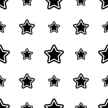 Beyaz zemin üzerinde yıldızlar olan soyut, kusursuz desen. Vektör illüstrasyonu