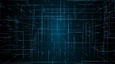 Soyut Hi Tech teknolojisi kablo teli siyah uzayda parlayan sanal ızgara