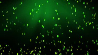 Rüzgâr kaosundaki hareketli, renkli ve parlak sayılar