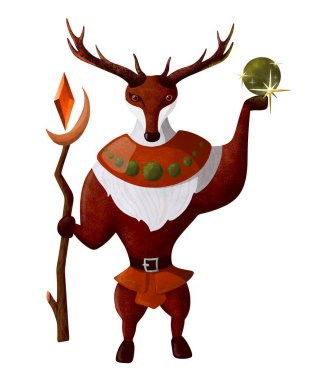 Geyik Druid, orman bekçisi sihirli küre ve değnekle