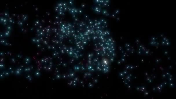 Ohňostroje v noční obloze explodují jasným světlem sváteční oslavy událost — Stock video