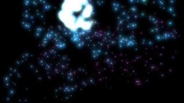 Gece Gökyüzünde Havai fişekler Parlak Işık Tatil Kutlaması Patladı