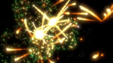 Gece Gökyüzünde Havai fişekler Parlak Işık Tatil Kutlaması Patladı