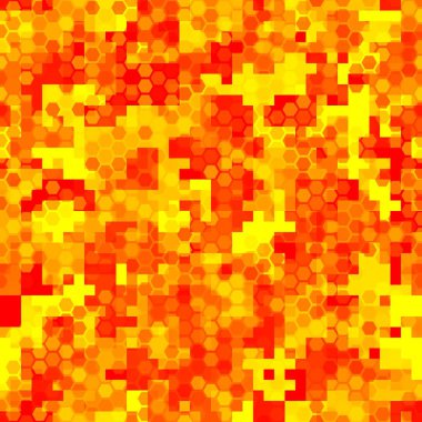 Lav Yarım Tonlama Modern Tasarım Arkaplanı. Sıcak Kırmızı Parlak Piksel Kamuflajı
