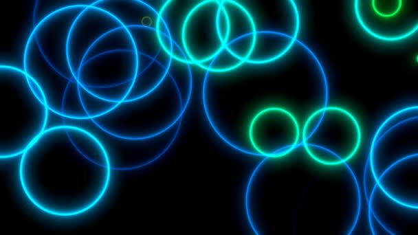 Neon mavisi Lüks Parlak Çemberler Hareketli Arkaplan Canlandırması - arkaplan — Stok video